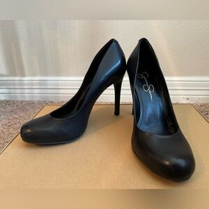 Jessica Simpson Black Leather Heels | Size 8.5